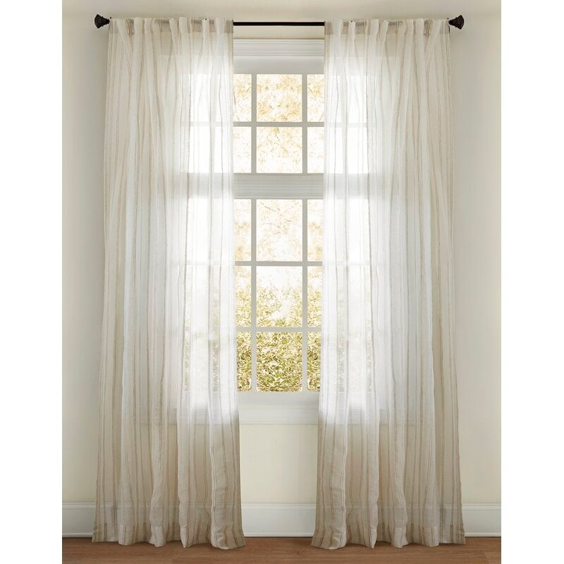 Cinglia Sheer Striped Rod Pocket Single Curtain Panel - Image 0