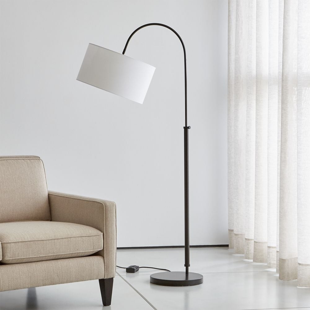 Petite Bronze Adjustable Arc Floor Lamp - Image 1