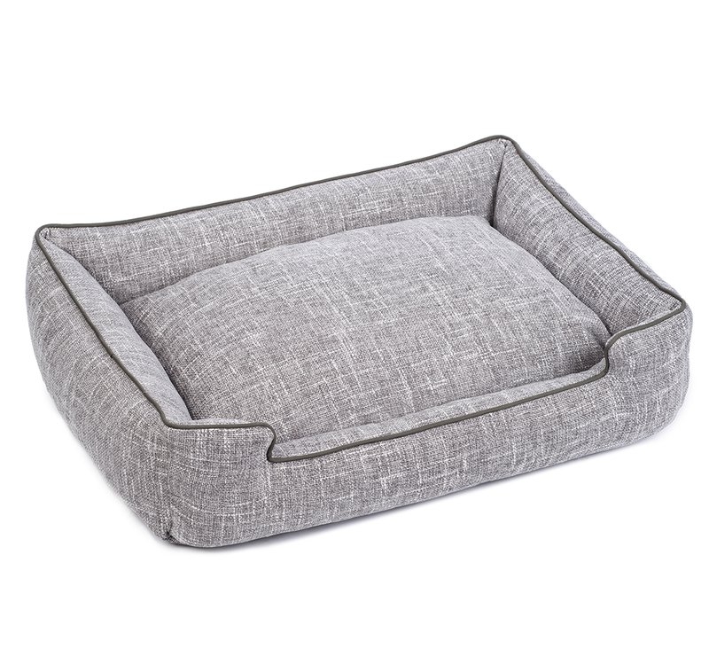 Harper Textured Woven Lounge Dog Bed - Gris, Large - Image 0