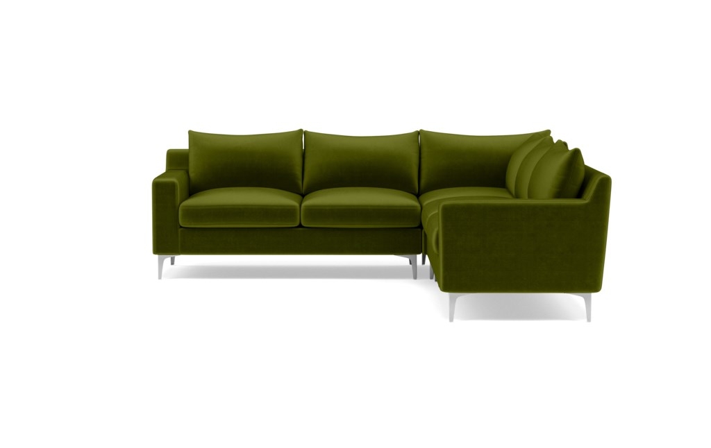 SLOAN Corner 4-Seat Sectional Sofa, Moss - Mod Velvet w/ Chrome Leg - Image 0