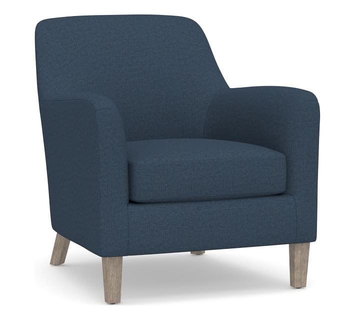SoMa Burton Upholstered Armchair, Polyester Wrapped Cushions, Brushed Crossweave Navy - Image 0