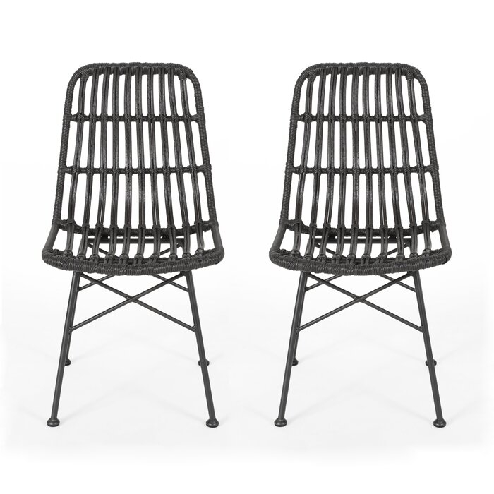 Nakagawa Wicker Patio Dining Chair, grey - set of 2 - Image 1