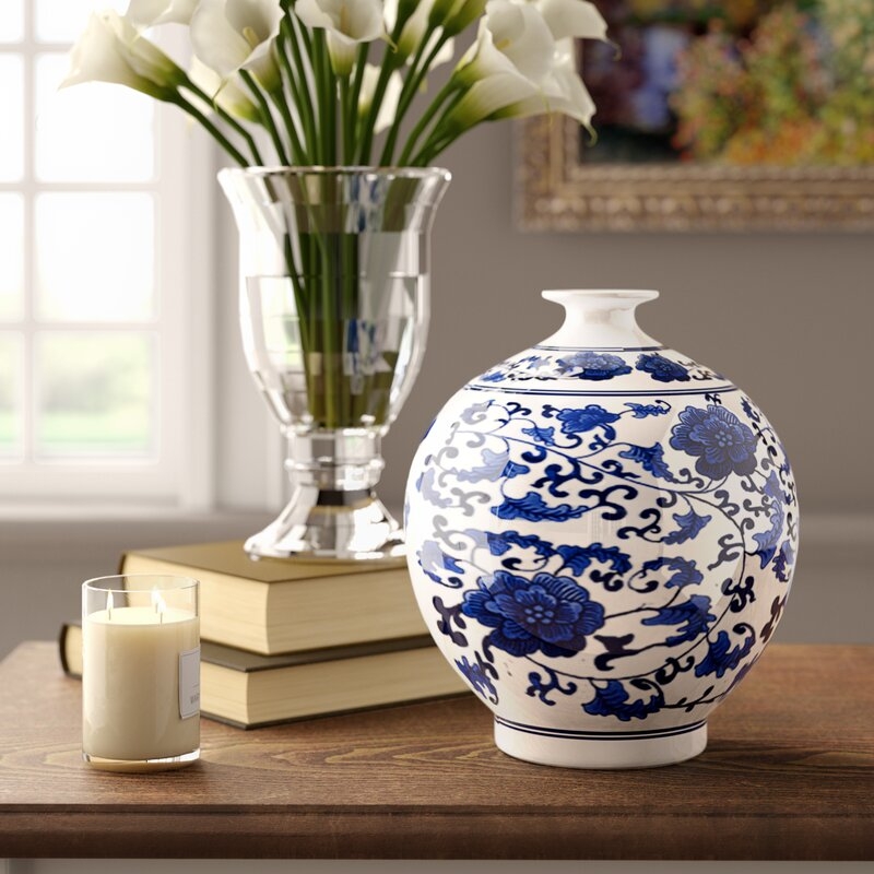 Otsego Floral Globe Porcelain Table Vase - Image 1
