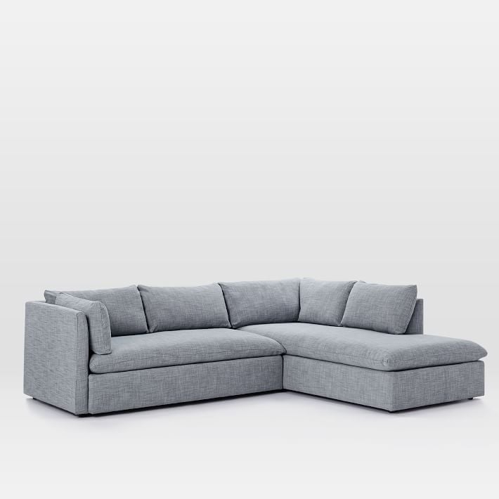 Shelter Sectional Set 06: Left Arm Sleeper Sofa, Right Arm Storage Chaise, Poly, Yarn Dyed Linen Weave, Graphite, Concealed Supports - Image 0