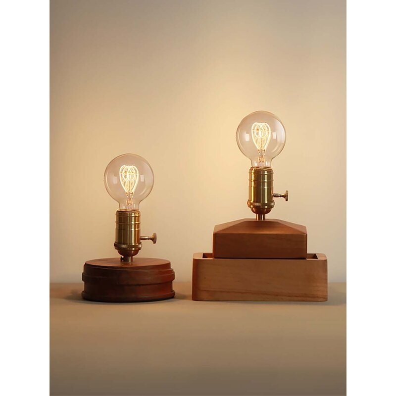 Nordic Vintage Style Solid Wood Base Table Lamp - Image 0