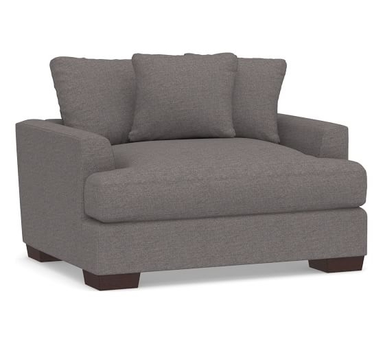 Sullivan Fin Arm Upholstered Deep Seat Chair-and-a-Half, Down Blend Wrapped Cushions, Brushed Crossweave Charcoal - Image 0