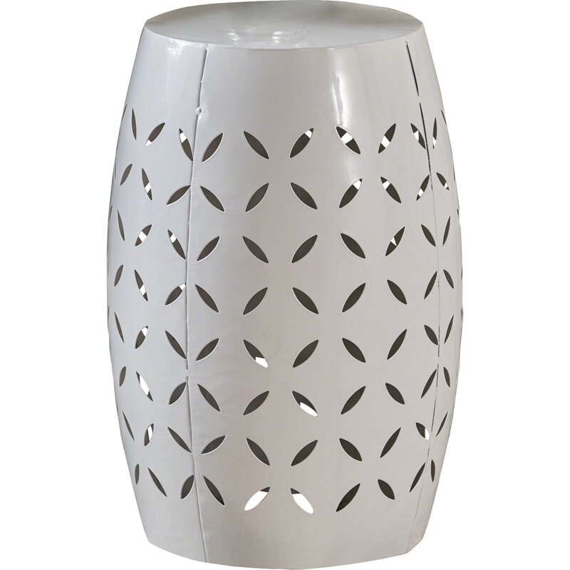 Hayley Drum End Table / White - Image 0