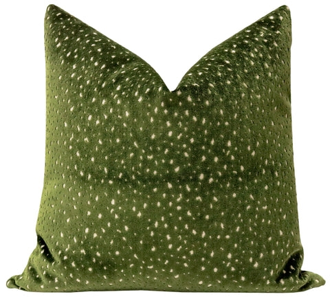 Antelope Cut Velvet Pillow Cover, Olive, 20" X 20" - Image 0