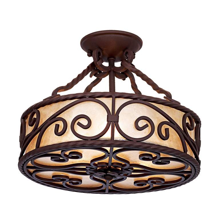 Natural Mica Collection 15" Wide Iron Ceiling Light Fixture - Image 0