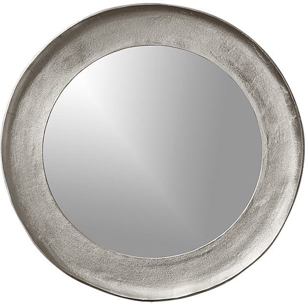 chev rough cast round silver mirror - Image 0