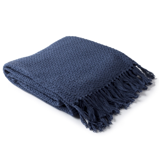Classic Woven Throw, Navy - Image 1