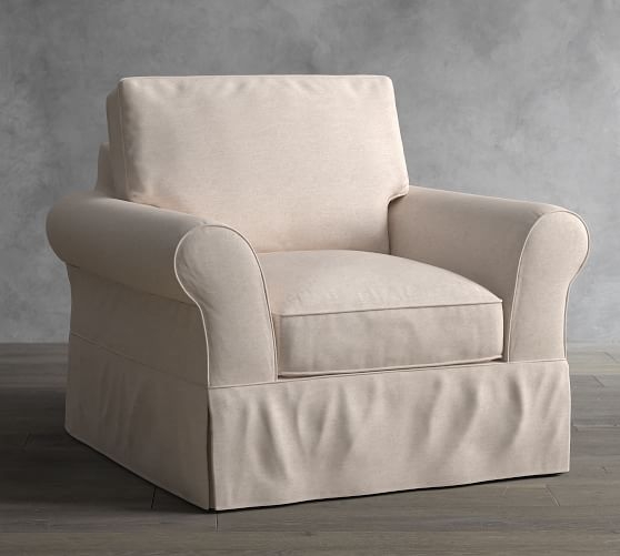 PB Comfort Roll Arm Slipcovered Grand Armchair 46.5", Box Edge, Memory Foam Cushions - Image 4