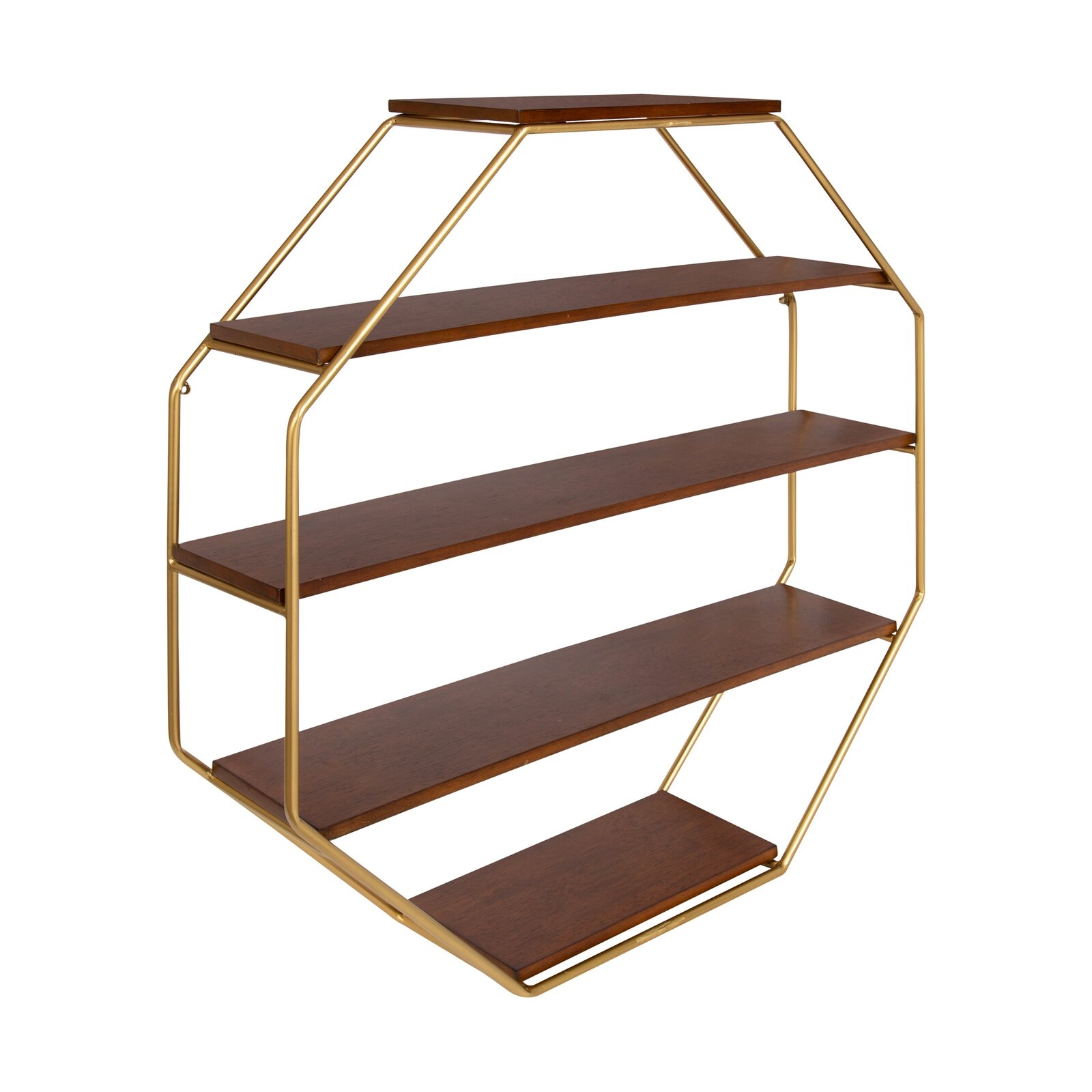 Kennesaw 5 Piece Hexagon Solid Wood Floating Shelf - Image 2
