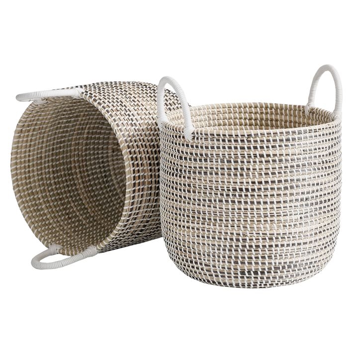 Woven Seagrass Storage Baskets, Medium, Set of 2, Natural - Image 0