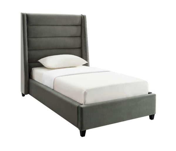 Koah Grey Velvet Bed in Twin - Image 0