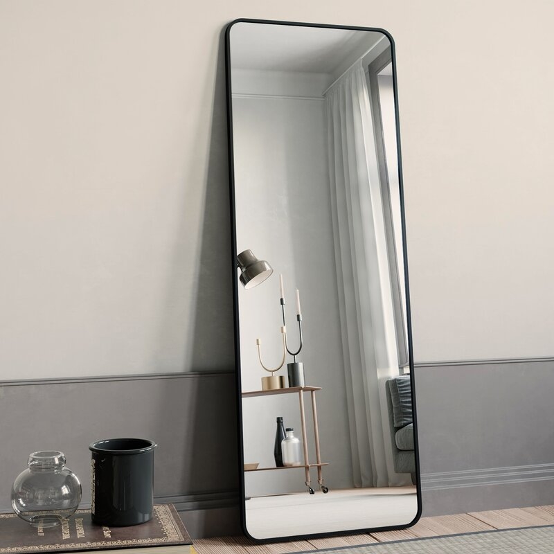 Black Full Length Mirror, Rounded Floor Mirror - Image 2