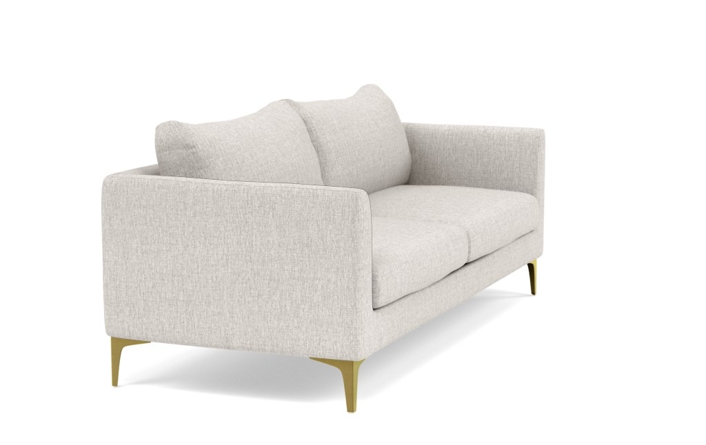 Owens sofa, 86", wheat cross weave, brass plated sloan L legs - Image 1