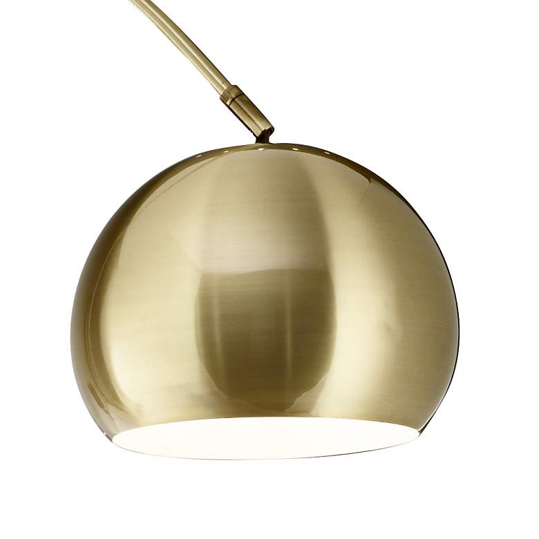 Basque Gold Finish Modern Arc Floor Lamp with White Marble Base - Image 3