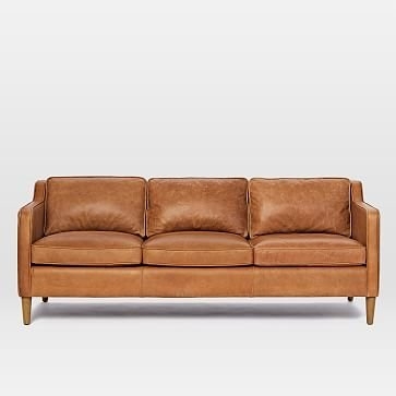 Hamilton Leather 3-Seater Sofa, Burnt Sienna - Image 2
