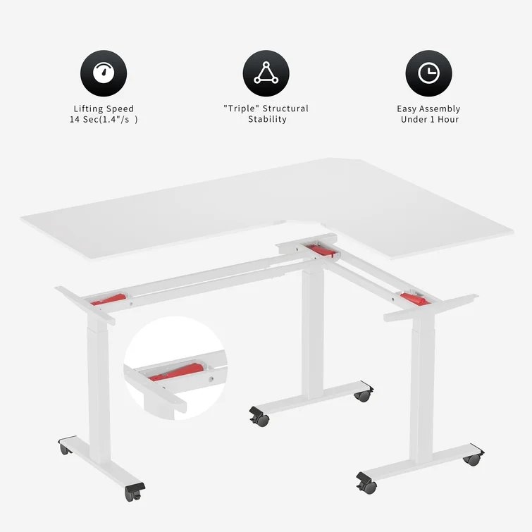 Juilo Height Adjustable L-Shape Standing Desk - Image 2