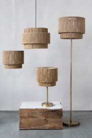 Metal Floor Lamp with Paper String Shade - Image 1