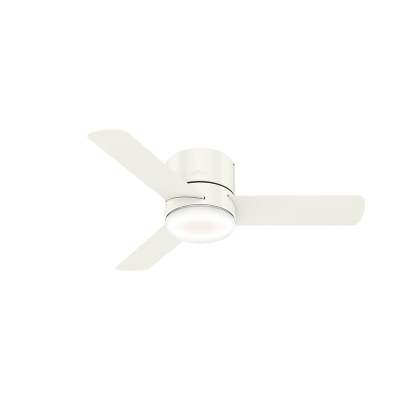 Fresh White with Natural Wood Blades 44" Minimus 3 Blade LED Ceiling Fan with Remote, Light Kit Included - Image 0
