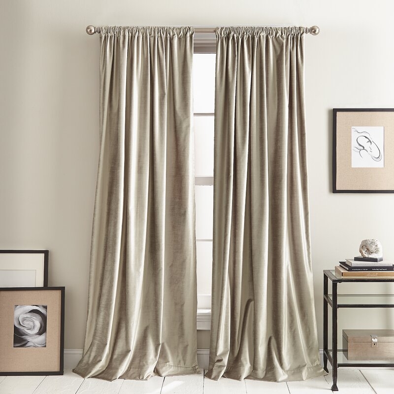 Modern Cotton Blend Solid Room Darkening Rod Pocket Curtain Panels (Set of 2) - Champagne 50"W x 96"L - Image 0