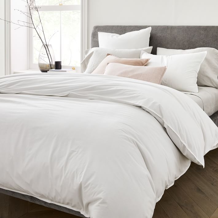 Organic Washed Cotton Percale Duvet Cover and 2 shams, King - Image 0