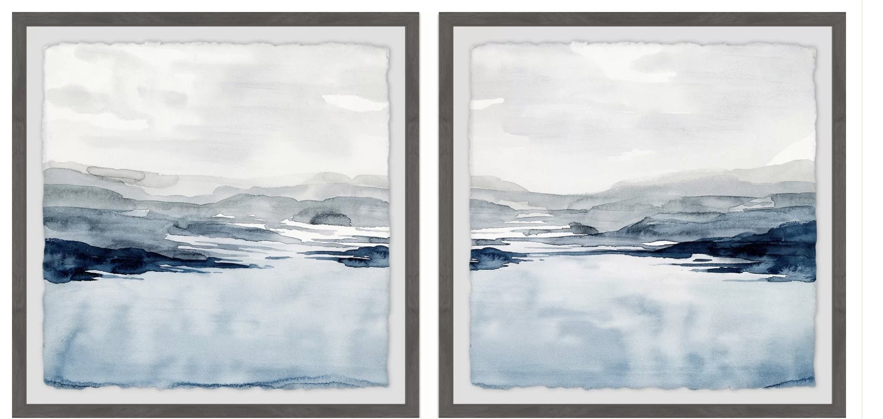 'Faded Horizon III Diptych' 2 Piece Framed Watercolor Painting Print Set - Image 0