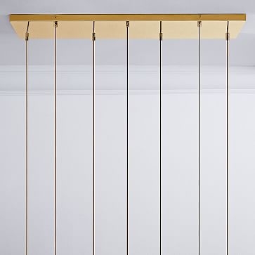 Sculptural Glass 7-Light Linear Chandelier, Small Pebble, Clear Shade, Bronze Canopy - Image 3