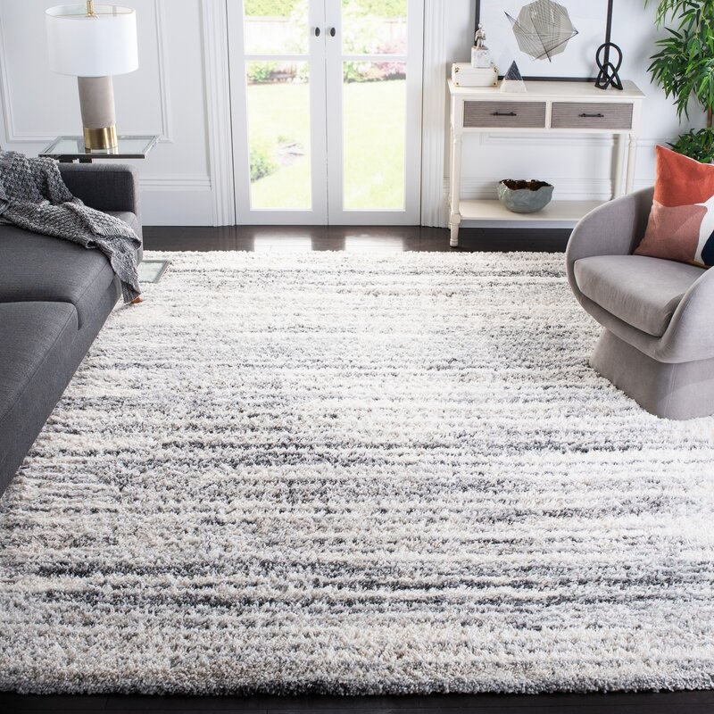 Abstract Ivory / Grey Area Rug - Image 1