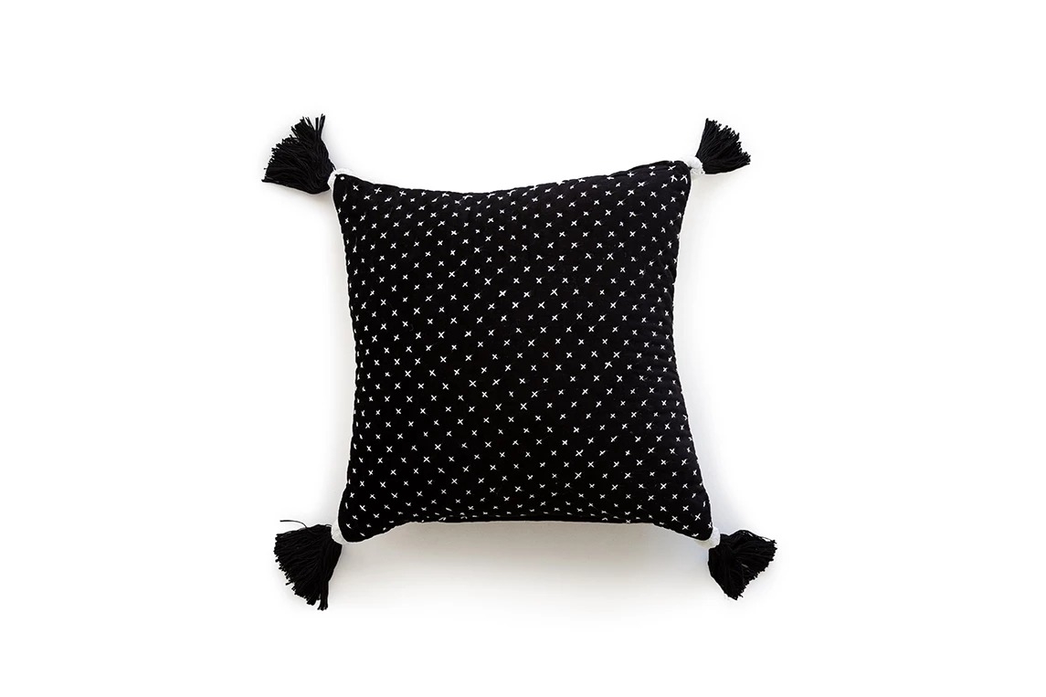 Colette Pillow Cover, 22" x 22", Black - Image 1