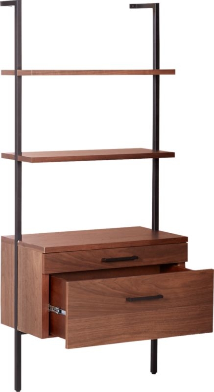 Helix 70" Walnut Bookcase with 2 Drawers - Image 7