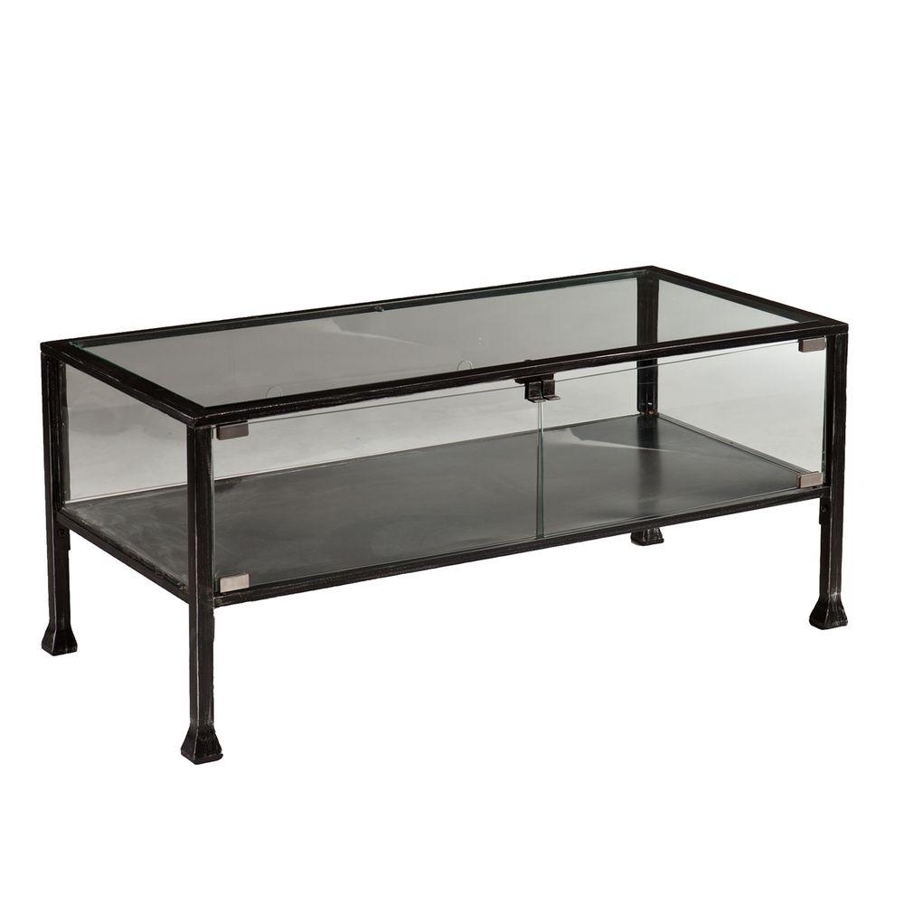 Black Coffee Table, Black Finish With Silver Distressing - Image 1