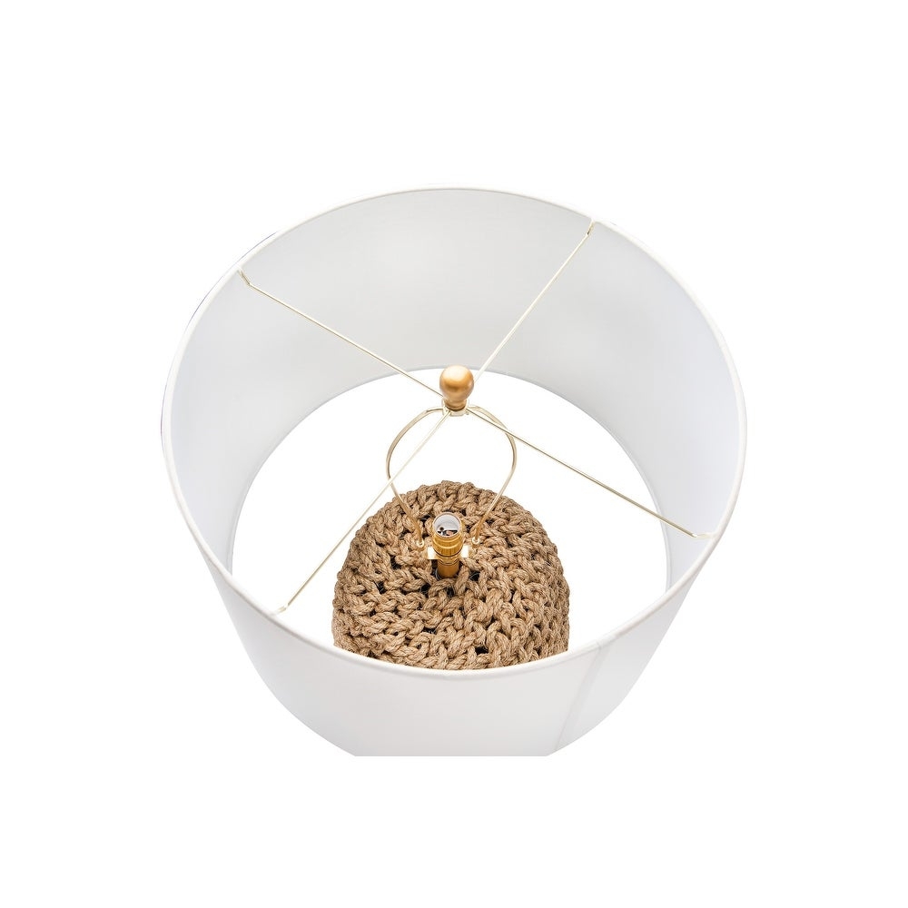 Jute Rope Table Lamp with Linen Shade - Image 1