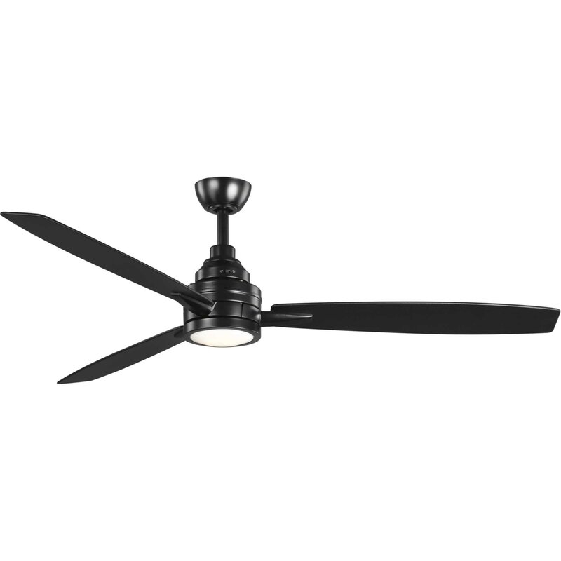 60" Brumfield 3 - Blade Standard Ceiling Fan with Remote Control and Light Kit Included - Image 1