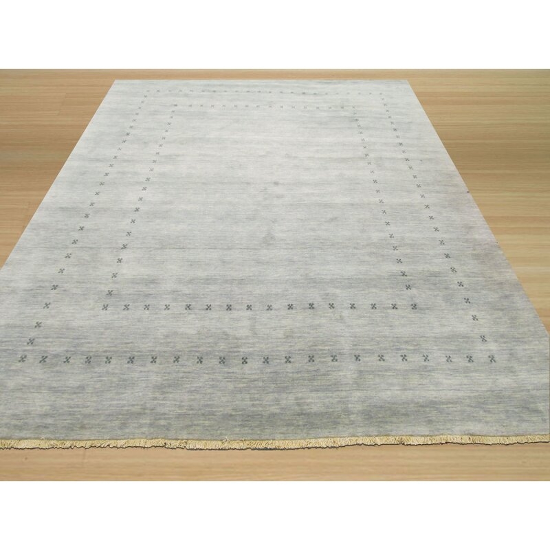 Drennon Hand-Knotted Wool Steel Gray/Cream/Stone Blue Area Rug 6' x 9' - Image 1