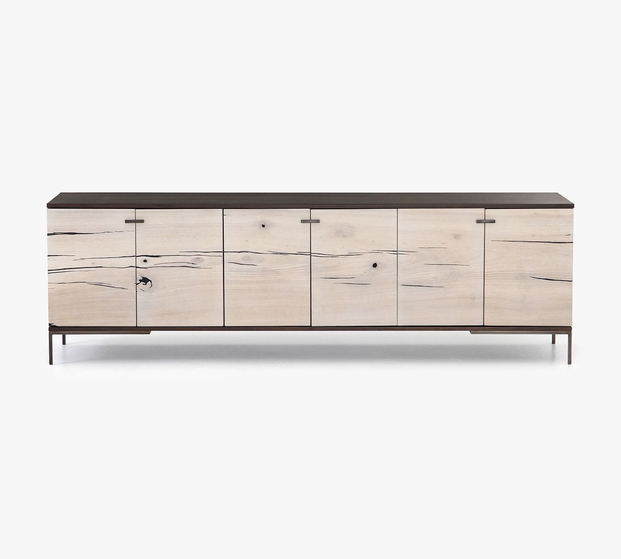 Berlin 78" Reclaimed Wood Media Console, Bleached/Black - Image 0