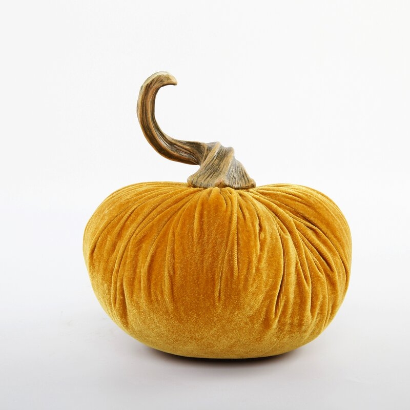 Velvet Pumpkin Decorative Accent - Gold - Image 0