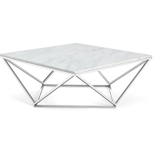 Robeson Marble Coffee Table-Chrome - Image 0