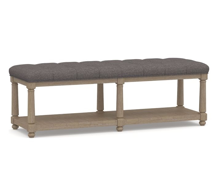 Berlin Tufted Bench, Brushed Crossweave Charcoal - Image 3