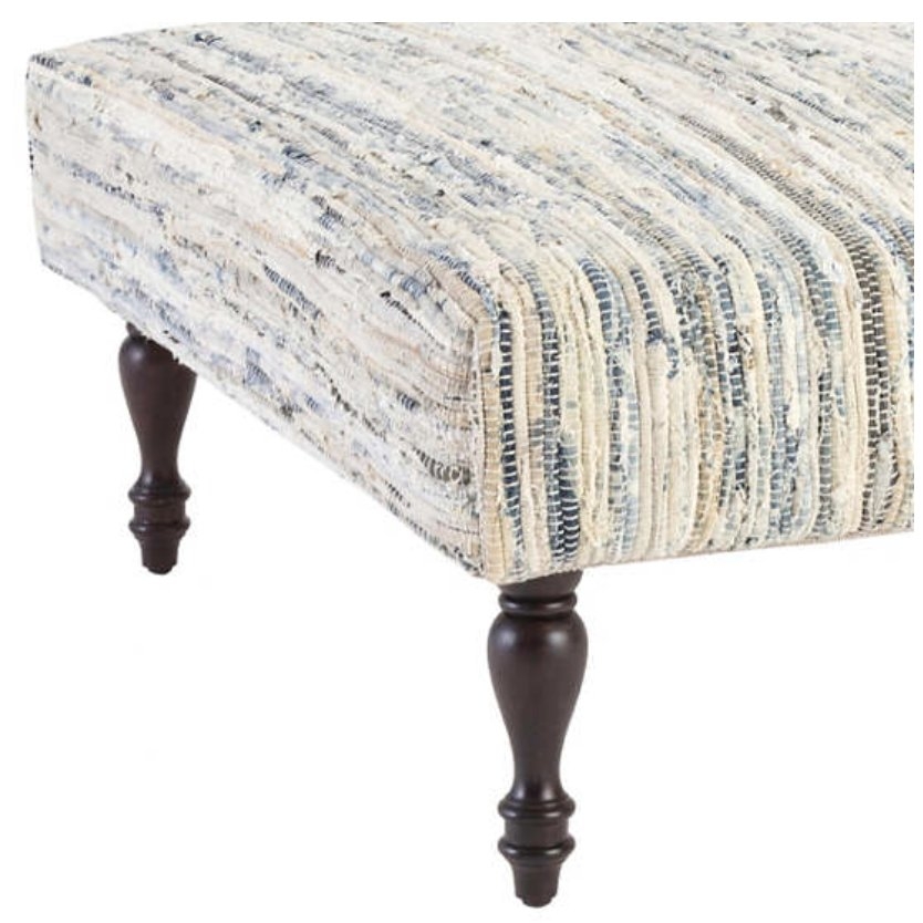 DENIM RAG TURNED TOBACCO LEG RUG OTTOMAN - Square - Image 1