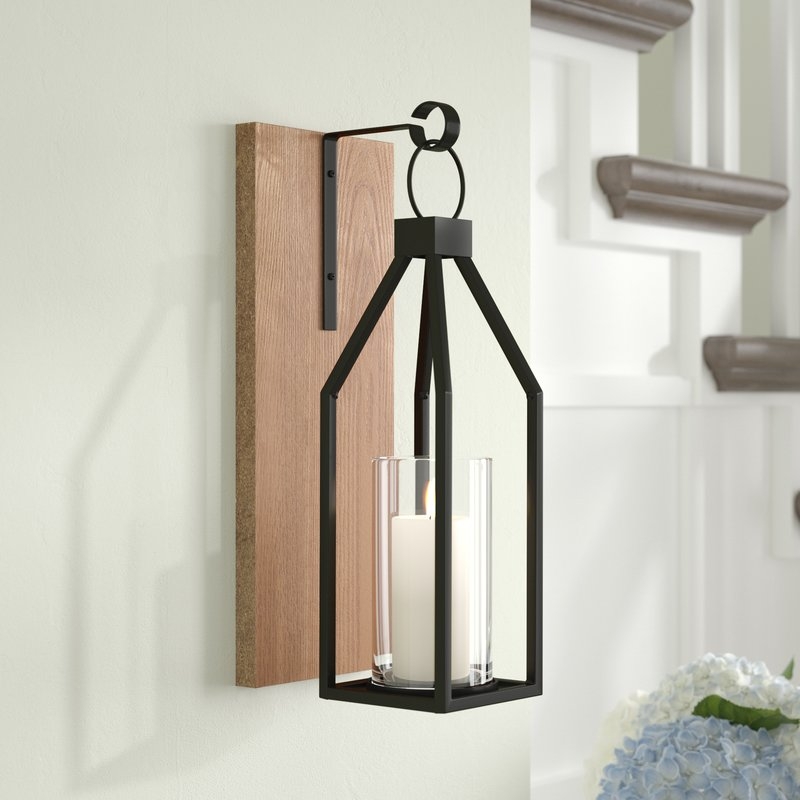 Wood and Metal Wall Sconce Rustic Brown - Image 0