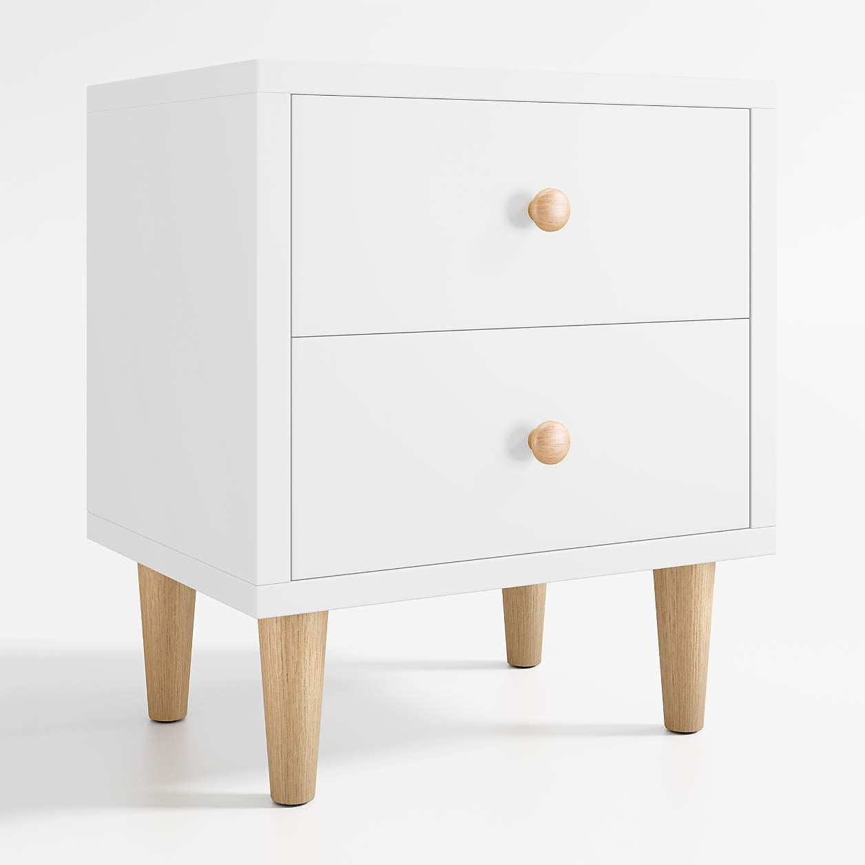 Finn White  Wood 2-Drawer Kids Nightstand - Image 1