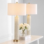 Ollie 31.5-Inch H Faux Alligator Table Lamp - Cream - Arlo Home - Image 1