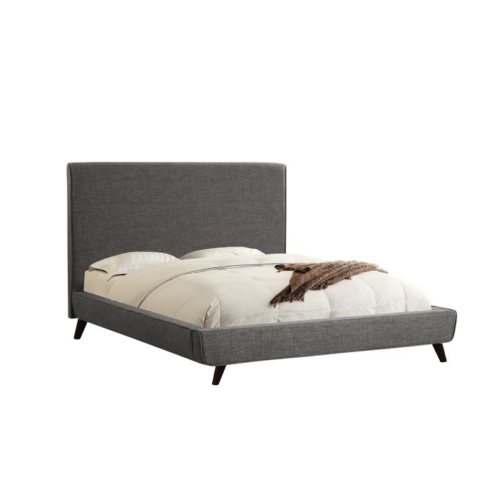 Newfane Upholstered Platform Bed, Queen, Gray - Image 0