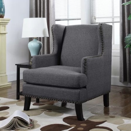 Wingback Chair-Dark Gray - Image 0