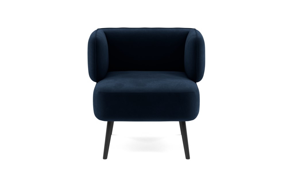 Parker Slipper Chair,  Performance Velvet Navy, Matte Black Tall Wood Tapered - Image 0