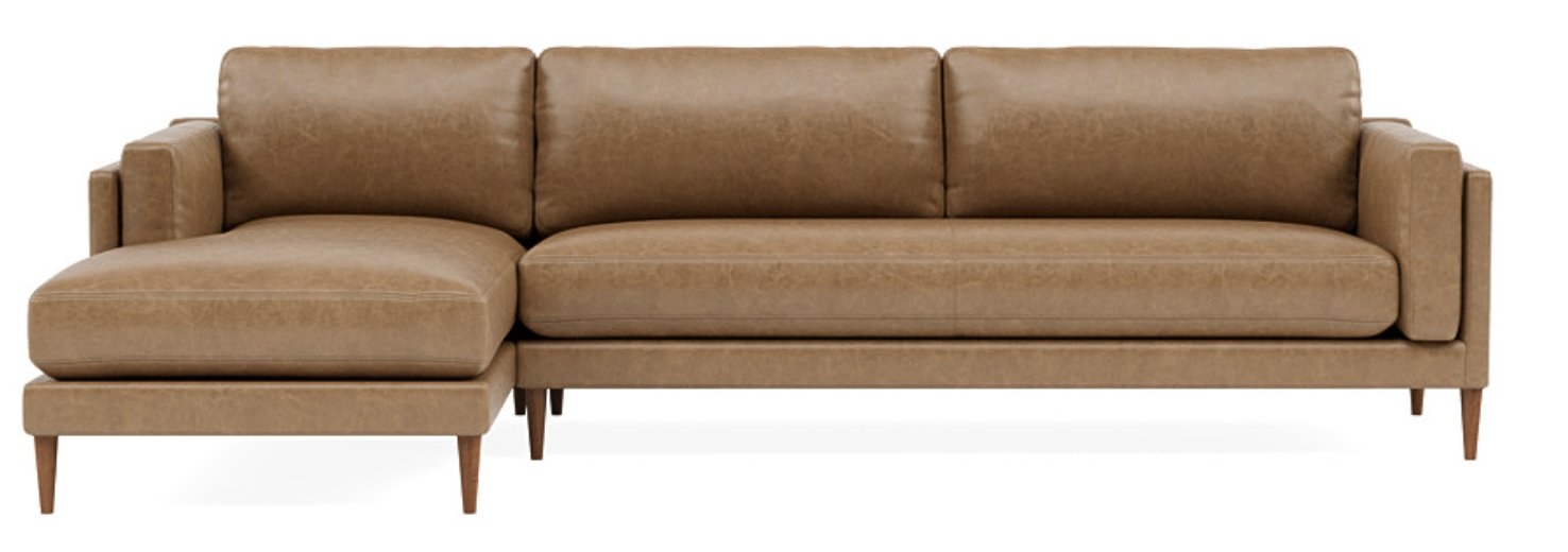 GABY Leather 3-Seat Left Chaise Sectional + 5 Year Protection Plan - Image 0