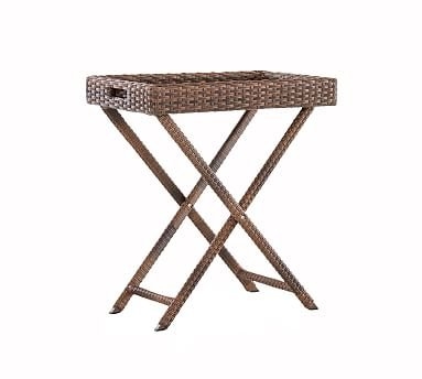 Abrego All-Weather Wicker Tray Accent Table - Image 1